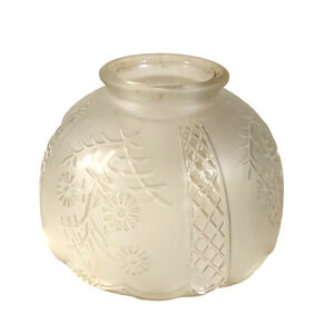 Replacement Glass Lamp Light Shade Scalloped Edges 3 1/4" Fitter Frosted Floral